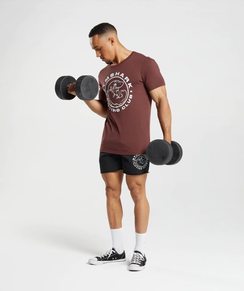 Men's Gymshark Legacy T-Shirts Burgundy | CA 0A1357